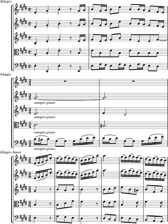 in E for violin and by J. Bach (1685–1750)