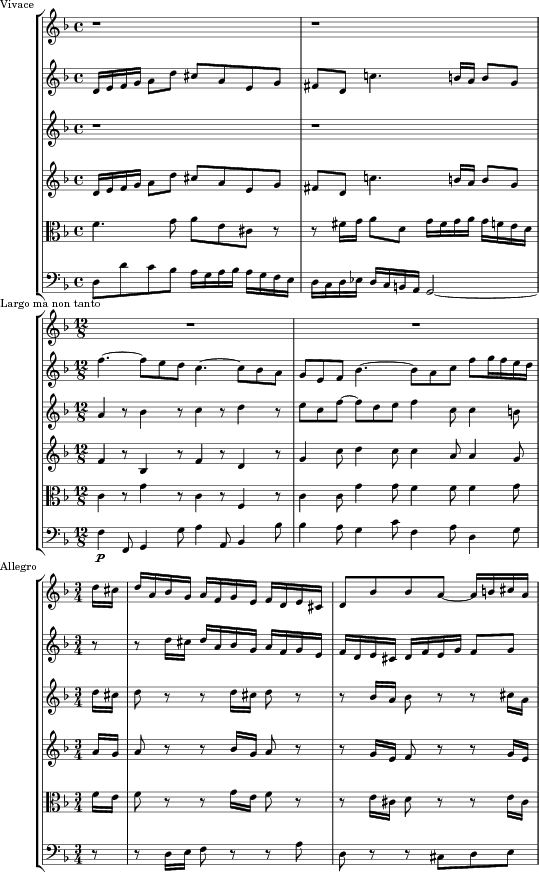 in D minor two violins strings, by J. S. Bach (1685–1750)